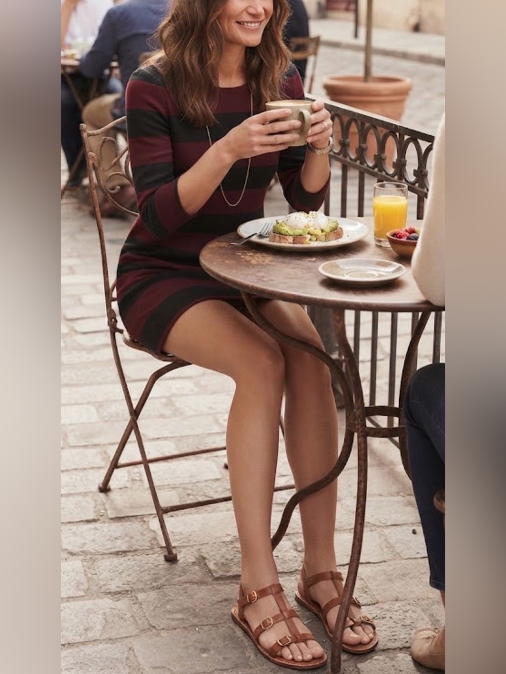 Zara Woman Burgundy Black Striped Pippa Middleton Dress Small